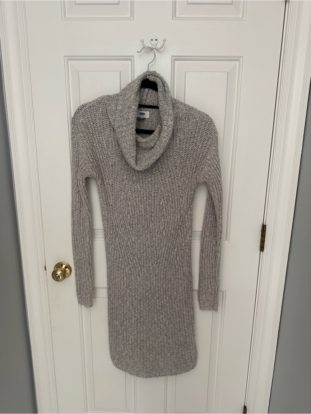 Old Navy Gray Knit Cowl Neck Sweater Dress